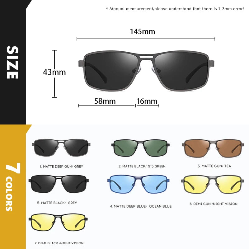 Top Polarized Square Sunglasses UV400 Anti-Glare Driving Fishing Glasses for Men Women
