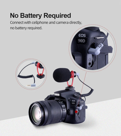 Camera Video Recording Mic Shotgun Interview Vlog Mic Universal for DSLR Android iPhone Smartphone GoPro