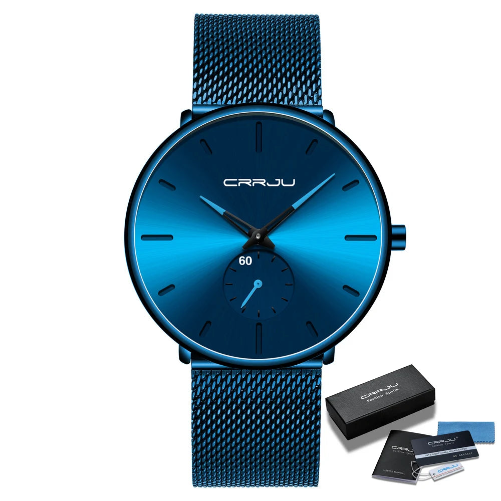 Fashion Blue Men Watch Top Luxury Brand Minimalist Ultra-thin Quartz Watch Casual Waterproof Clock Relogio Masculino