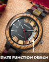 Wristwatches Quartz Watch Auto Date Real Wood Irregular Dial Colorful Band