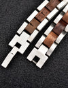 Bracelet Metal Stainless Steel Wood Strap Jewelry