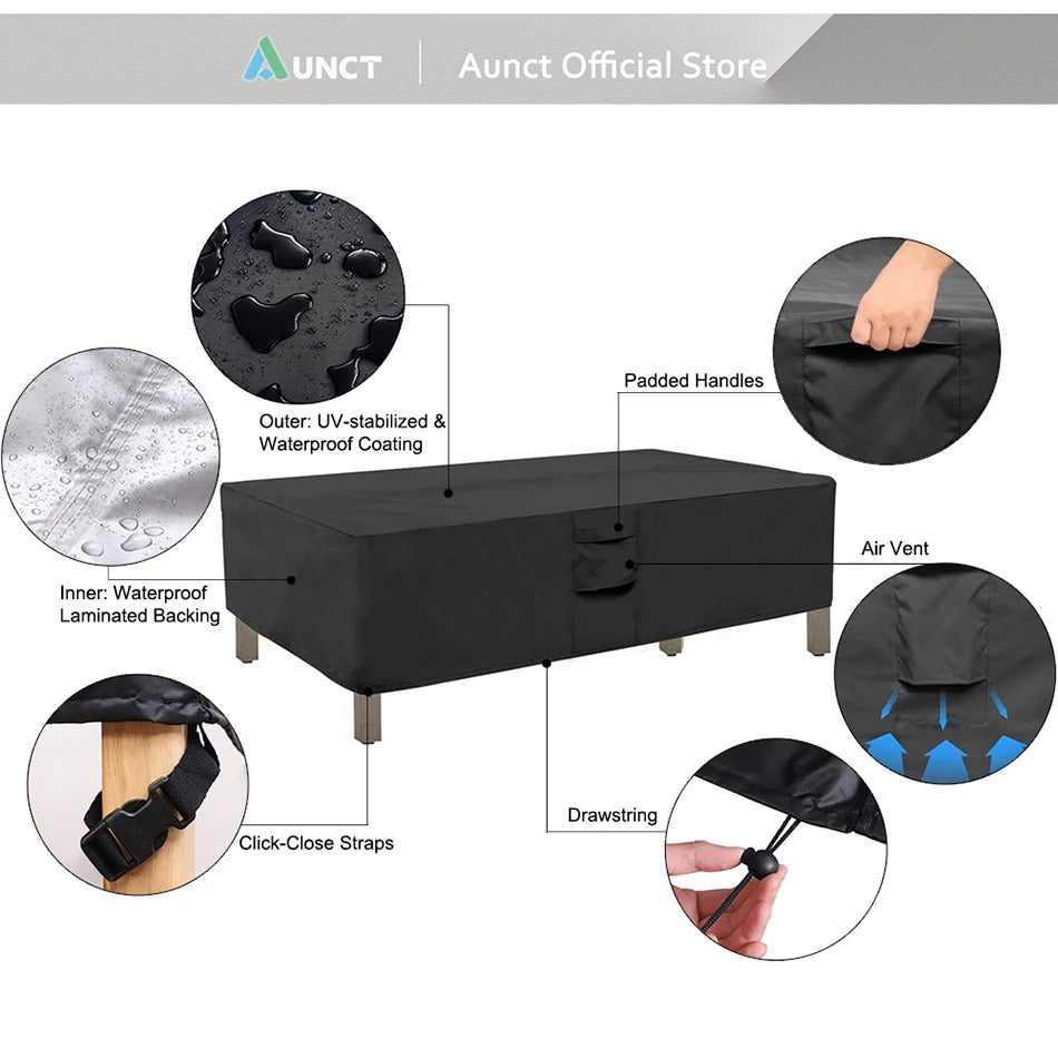 Outdoor Heavy Duty Lawn Patio Furniture Covers with Air Vent and Padded Handles Patio Outdoor Dining Table Cover Chairs Cover