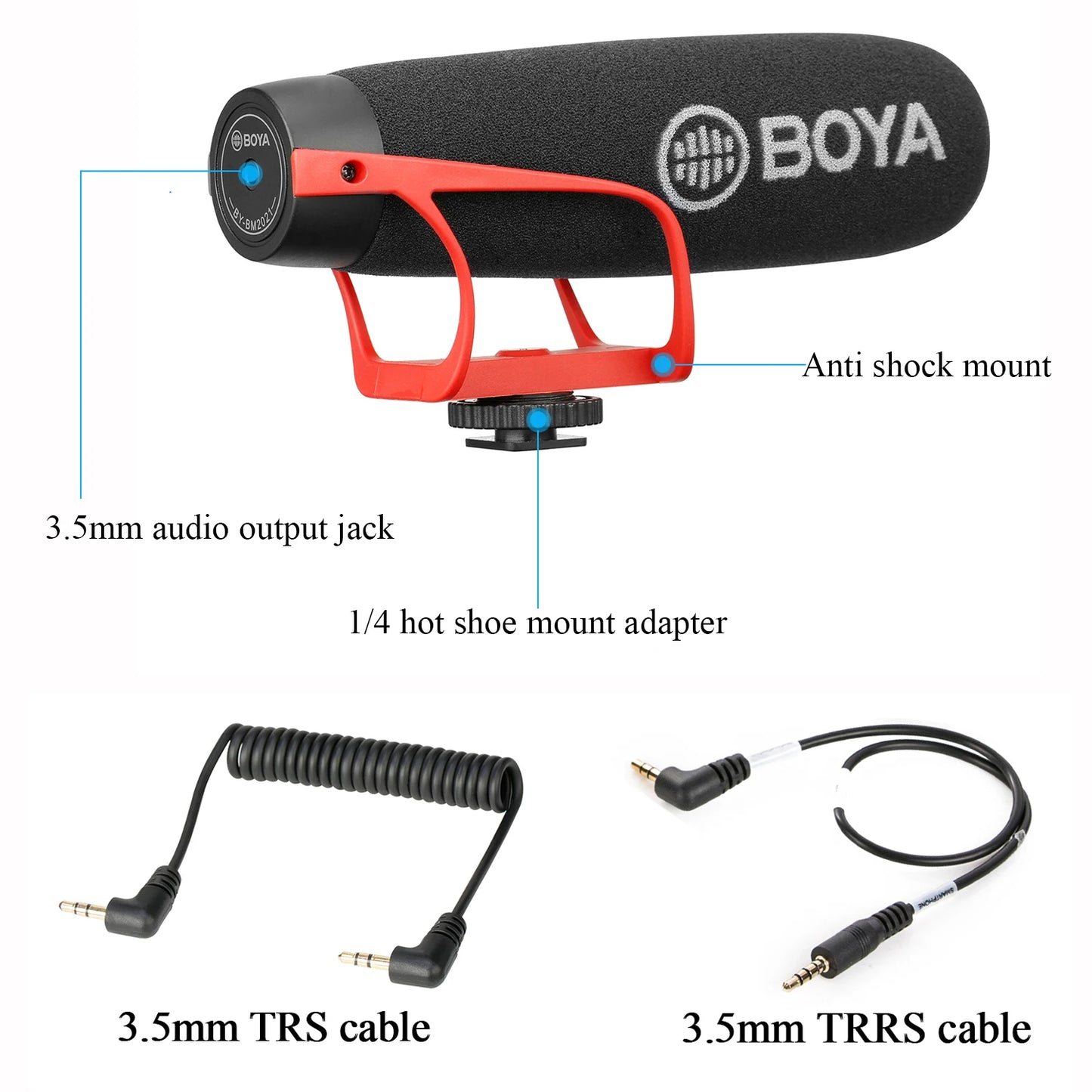 R Super-Cardioid Shotgun Microphone with TRRS & TRS Connectors for IOS Andrioid Smartphone DSLR Camera Camcorder