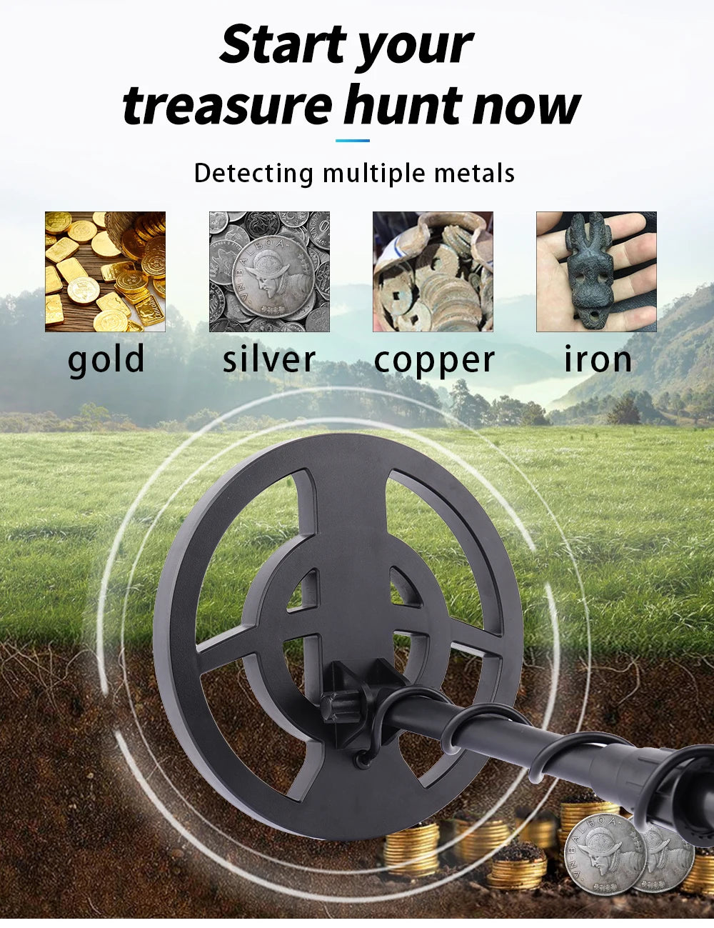 Underground Metal detector GTX5030 - Detection of gold, silver, copper, iron coins all metal detection, easy operation