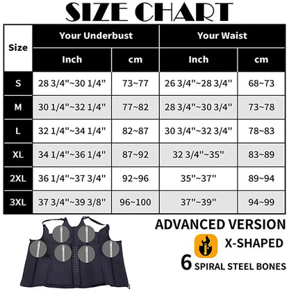 Waist Trainer Corset Zipper Vest Body Shaper Cincher Shapewear Slimming Belt Sports Girdle Neoprene Sauna Tank Top