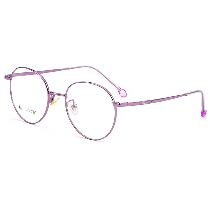 Ultra Light Pure Titanium Glasses Frame Retro Round Decorative Optical Prescription Eyeglasses Frame Women 2054