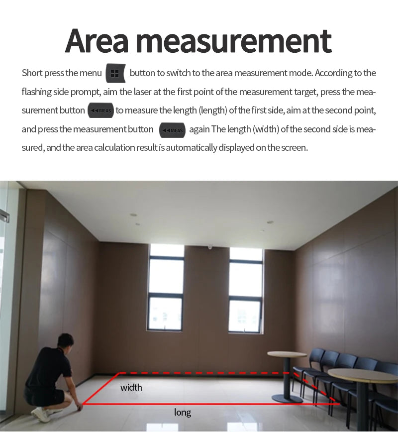 2 in 1 Laser Rangefinder 5m Tape Measure Ruler LCD Display with Backlight Distance Meter Building Measurement Device