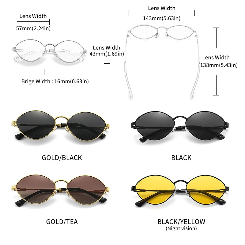 Cat Eye Titanium Alloy Polarized UV400 Retro Punk Sunglasses for Men Women Vintage Fashion Eyewear