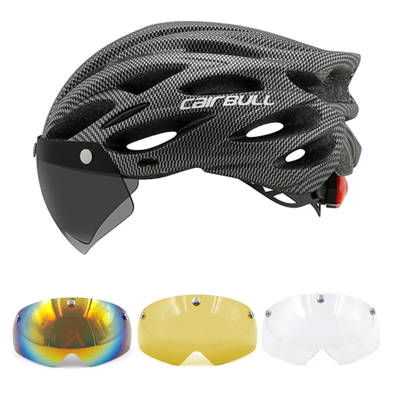 Lightweight LED Cycling Helmet With Visor For Road And Mountain Bike