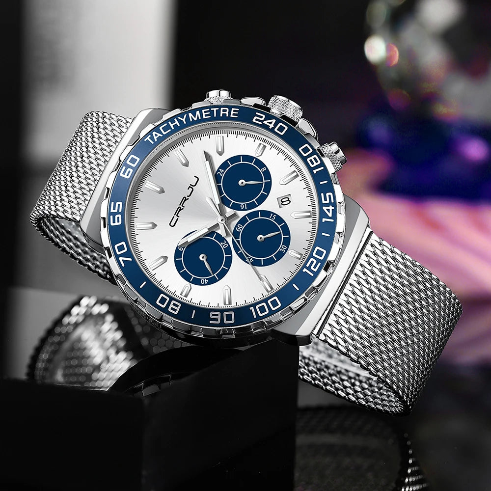Men Watch Quartz New Japanese Chronograph Top Brand Waterproof Stainless Wristwatches with date Relogio Masculino