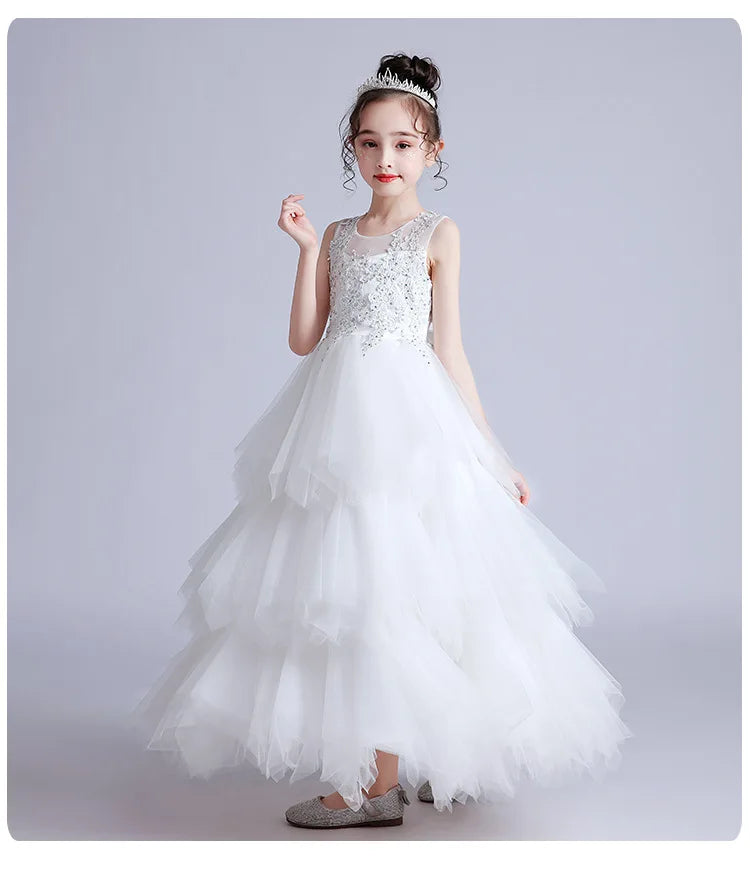 Summer New Girls Party Dresses for Evening Long Puffy Princess Dress Big Child Wedding Dress