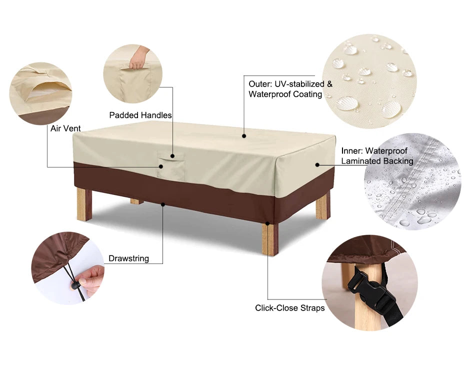 Heavy Duty Waterproof Patio Furniture Cover 420D Outdoor Dining Table Chair Rain Snow UV Protector