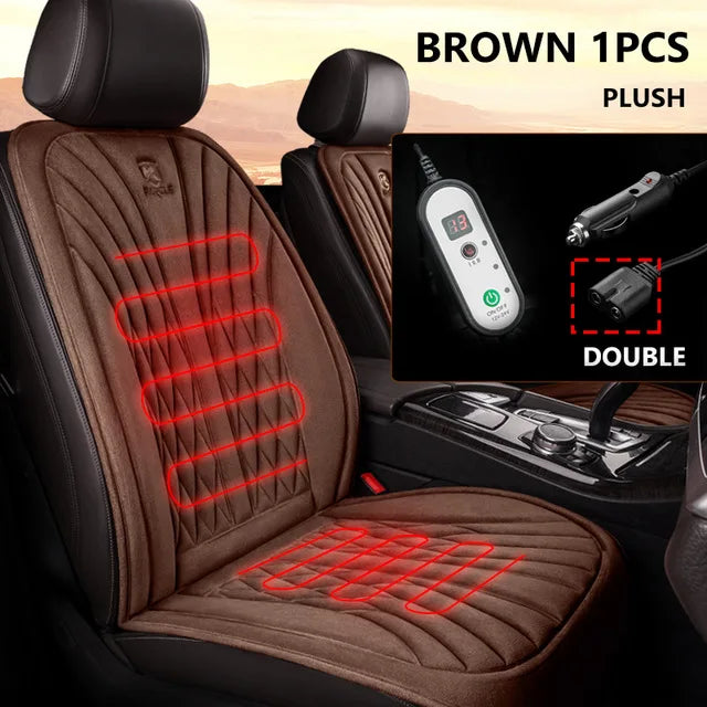 12/24V Heated Car Seat Cover 30‘ Fast Heating Seat Cushion Universal Car Seat Heater Thicken Lengthen Widen Flannel Heating Pad