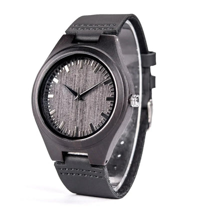 Black Men Wristwatch Quartz Wooden Watch Logo Designs Special Gift With Leather Band Wood Watches