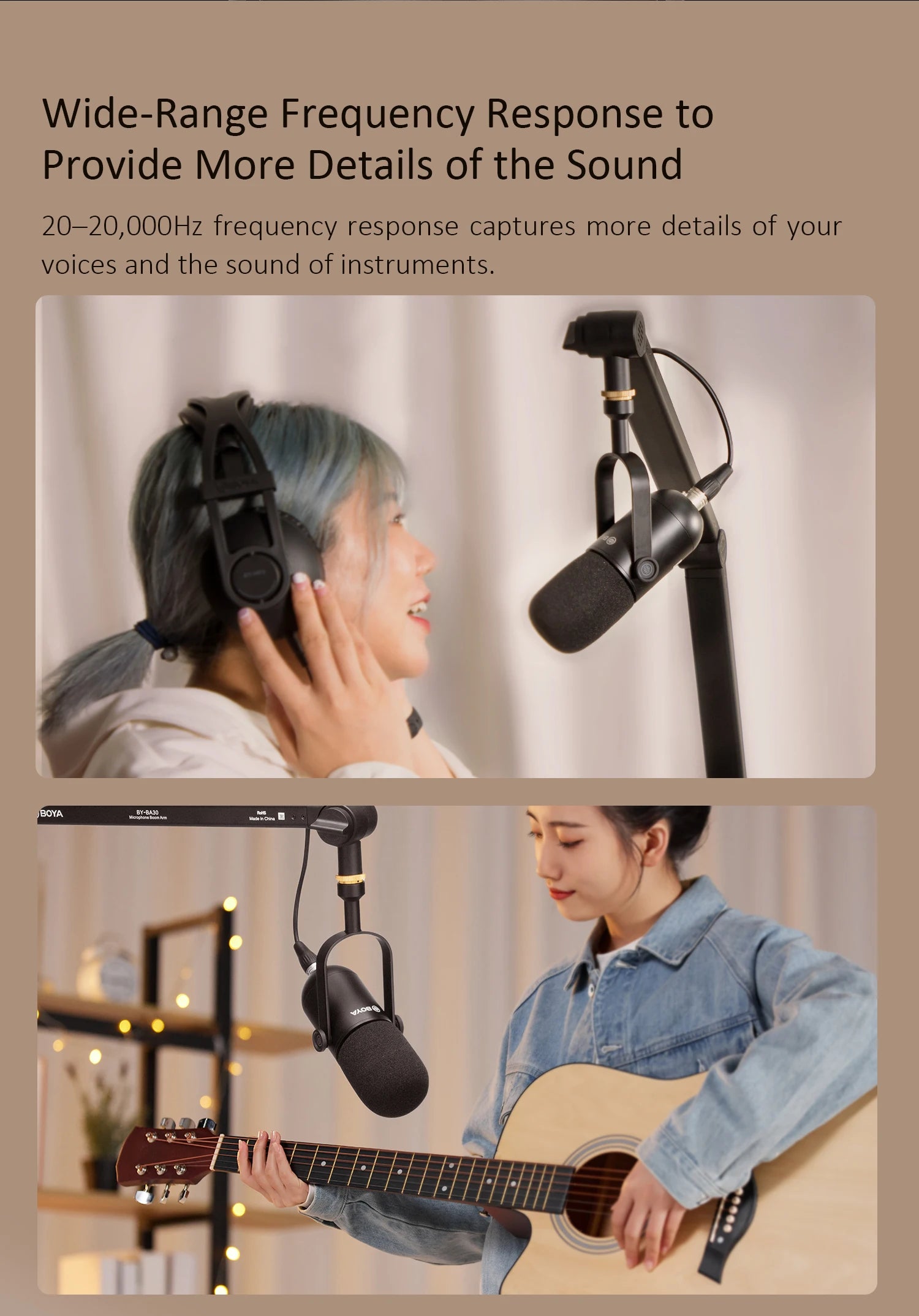 BY-DM500 Studio Gaming Microphone for Streaming Live Vocals Youtube Recording Blogging Podcasting XLR Dynamic Microphone