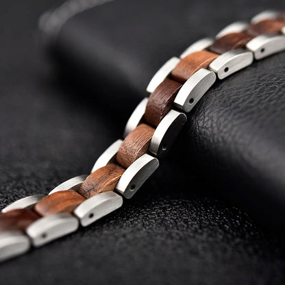 Wood Stainless Steel Bracelet for Women Jewelry Adjusted Strap