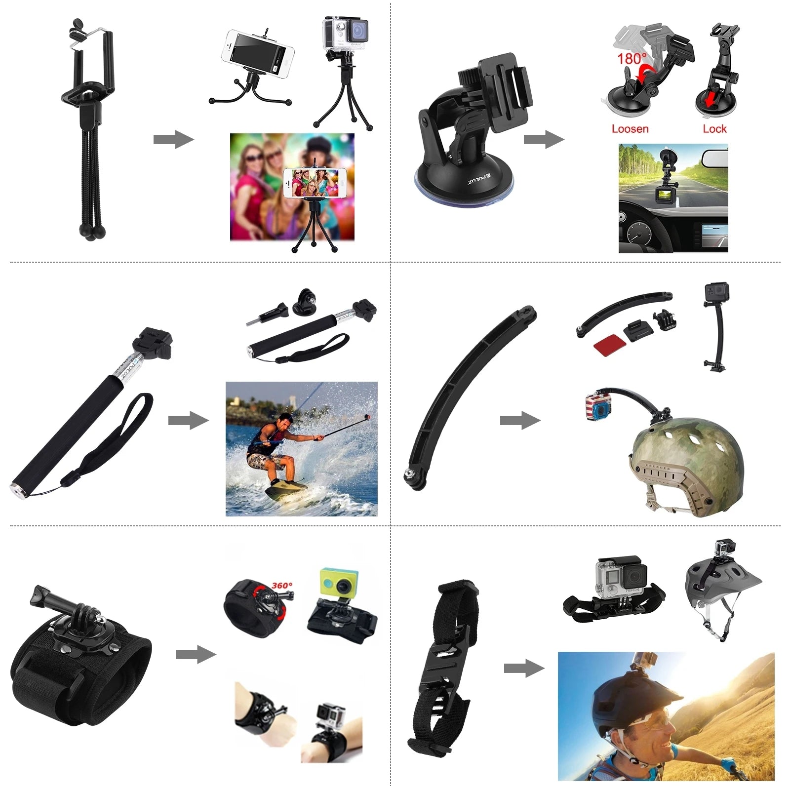 50 in 1 Action Camera Accessories Kits for GoPro/ Insta360/ DJI and Other Action Sport Cameras