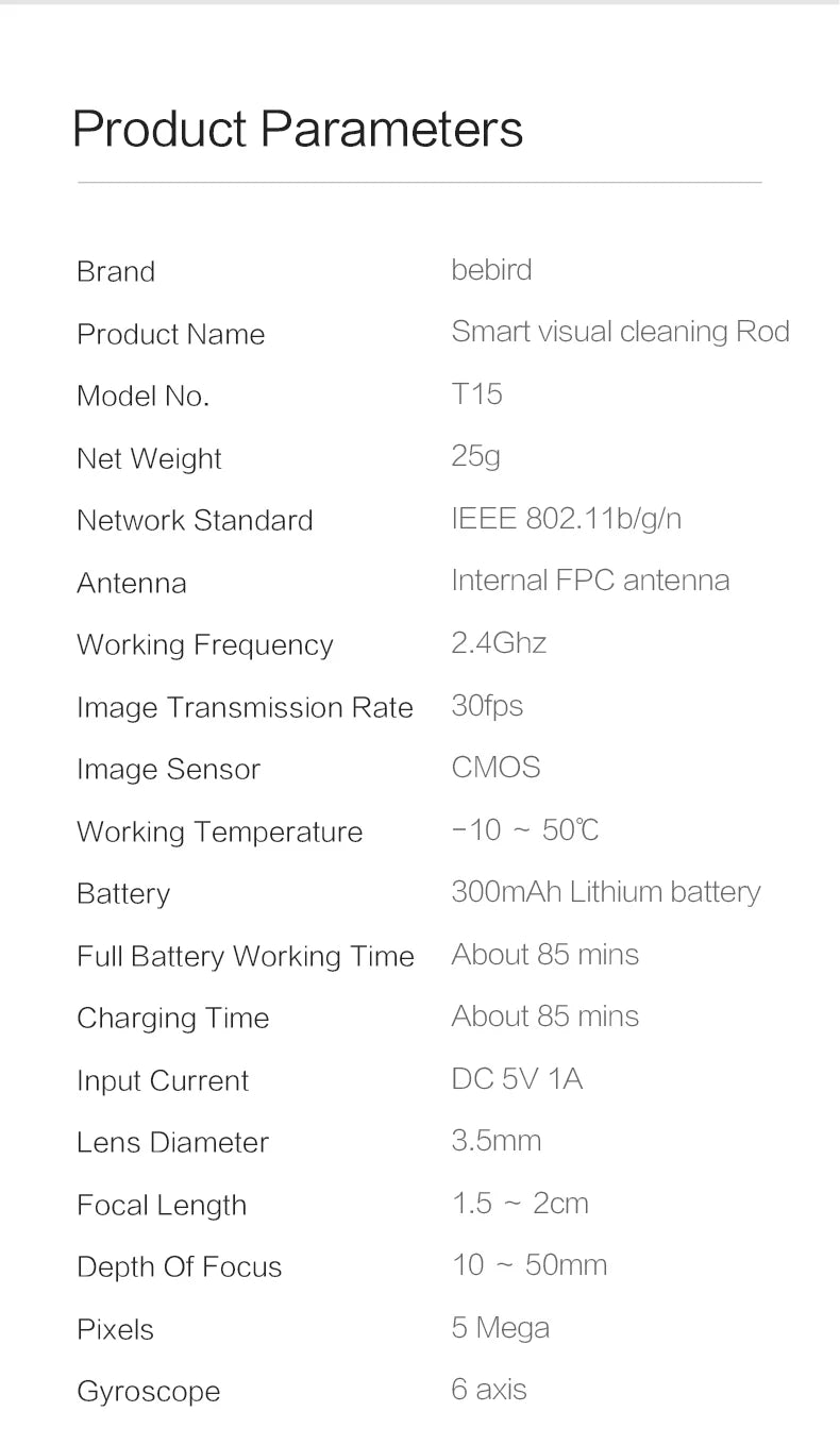 T15 Smart Visual Earwax Acne 2 in 1 Removal Tool With HD1080P Camera Ear Otoscope Cleaner IP67 Waterproof Endoscope