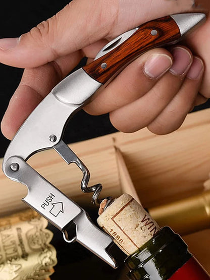 Stainless Steel Wine Opener, Professional Waiters Corkscrew, Leather Case,Beer Bottle Opener And Foil Cutter Gift For Wine Lover