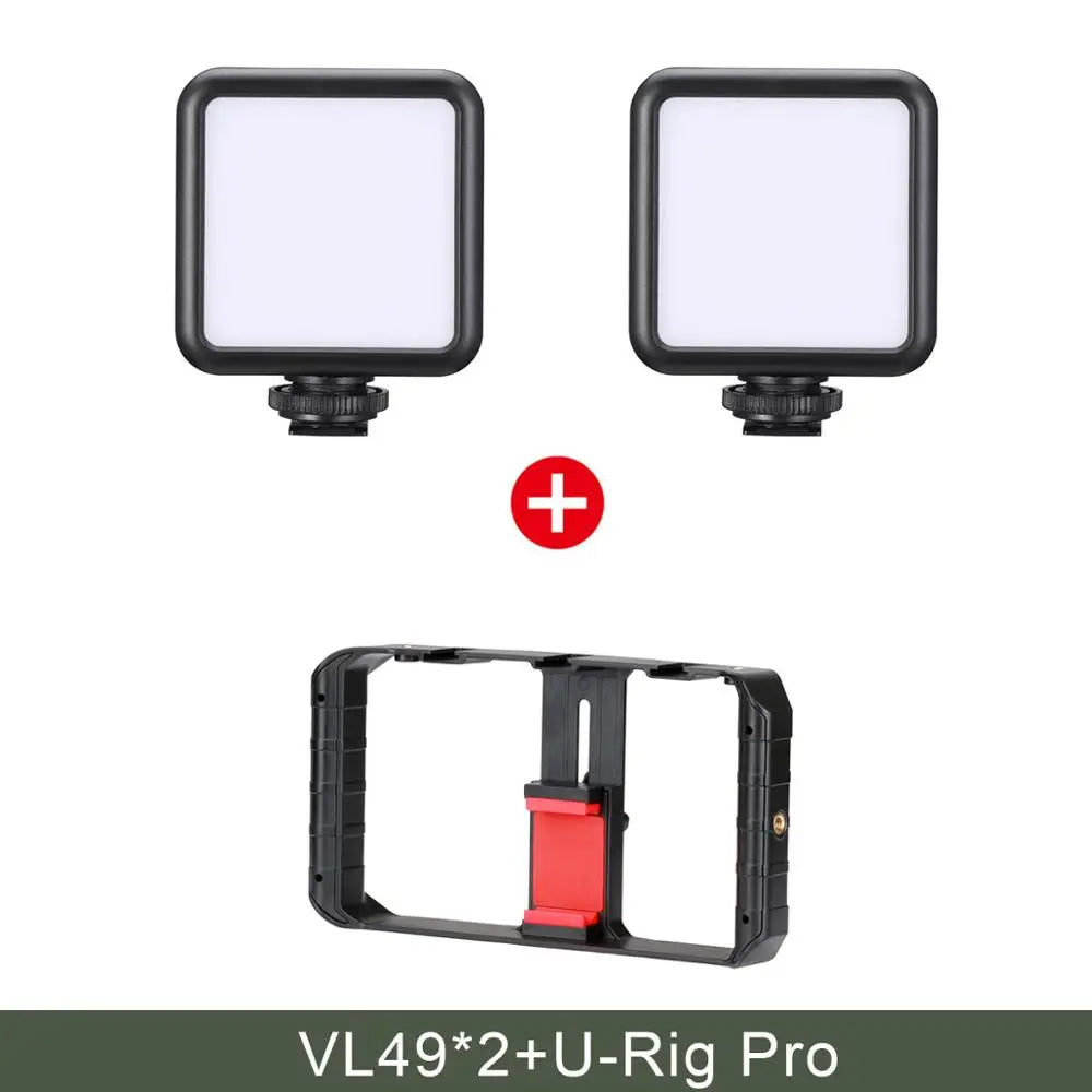 Mini Portable VL-49 LED Video Light Triple Cold Shoe Rechargeable Vlog Fill Light Photography Lighting Tripod Kit CRI95+