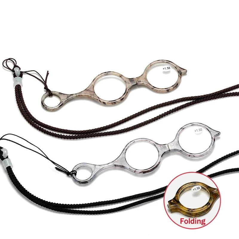 Small Round Marble Folding Reading Glasses Men Women Portable Foldable Eyeglasses for Presbyopia +1.0 1.5 2.0 2.5 3 3.5 4