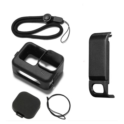 Action Camera Accessories Kit for GoPro Hero11 10 9 Black Silicone Housing Case Lens Cap Battery Side Lid Cover for GoPro