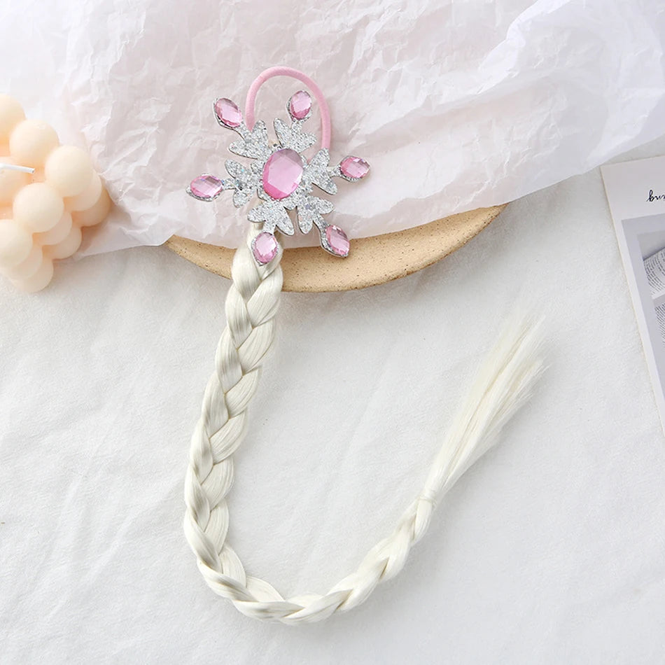 Princess Braid Elsa Headband Hairpiece Cosplay Braided Wigs for Elsa Dress Up Set for  Girls Party Wedding Birthday