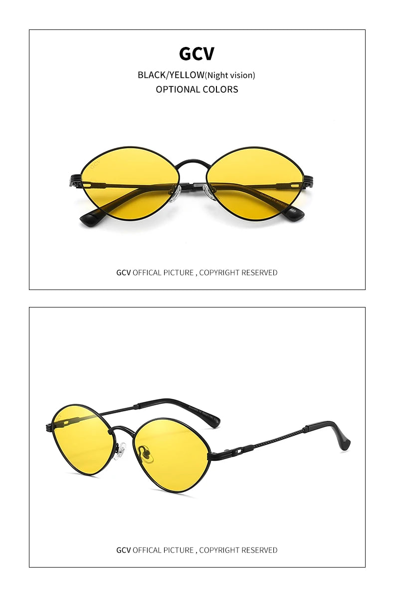 Cat Eye Titanium Alloy Polarized UV400 Retro Punk Sunglasses for Men Women Vintage Fashion Eyewear