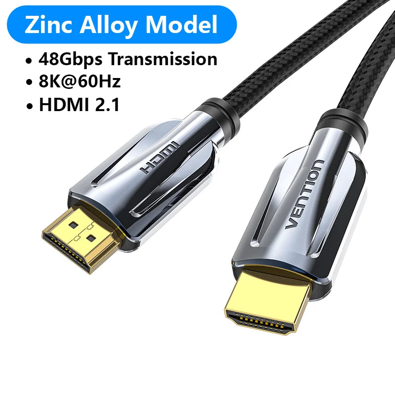 HDMI 2.1 Cable 8K/60Hz 4K/120Hz 48Gbps HDMI Digital Cables Splitter for Xiaomi TV Box HDR10+ PS5 Switch Cable HDMI 2.1