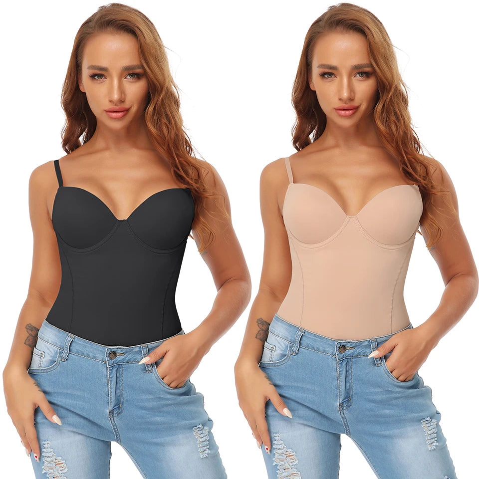 Women Shapewear Bodysuits Waist Trainer Vest Slim Full Body Shaper Built-In Bra Camisole Tops Tummy Control Slimming Underwear