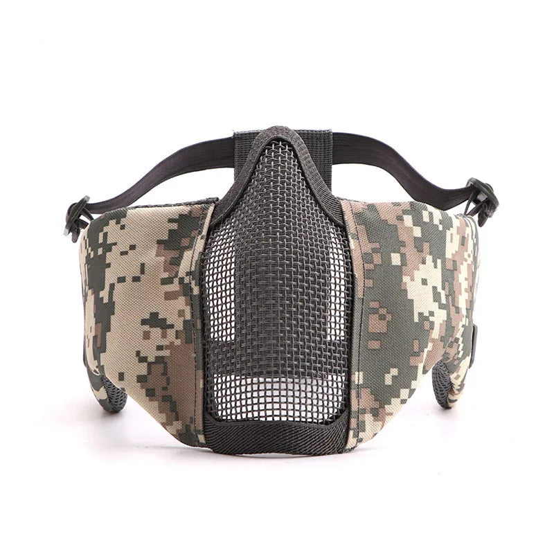 Airsoft Face Mask With Ear Mesh Face Breathable Mouth Mask Tactical Paintball Softair Protective Mask Shooting Hunting Equipment