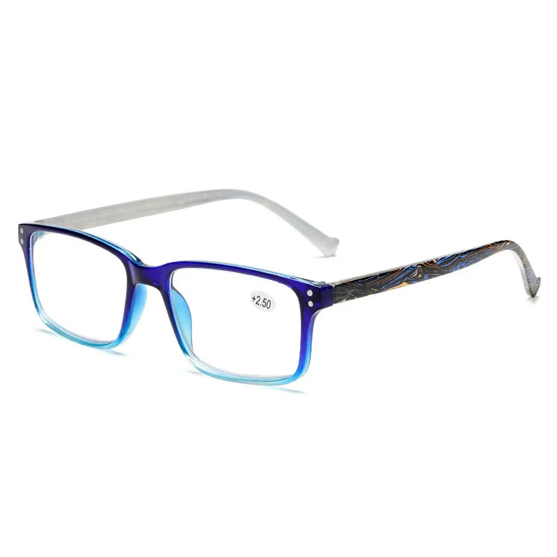 Reading Glasses Rectangle Frame Clear Lens Blue Eyeglasses Presbyopia Ultralight Diopter Male Sight Eyewear