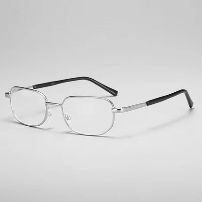 Retro Square Anti-Scratch Reading Glasses For Men Presbyopia Eyewear With Glass Lenses Metal Hyperopia Eyeglasses+3.5