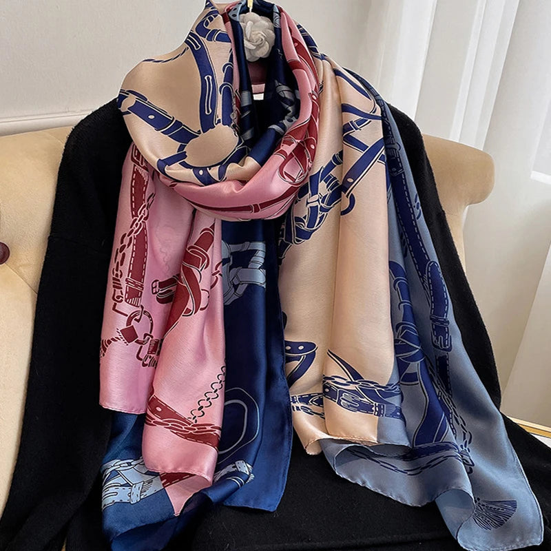 Women Summer Silk Scarves Shawl Lady Wrap Soft Female Echarpe Designer Beach Stole Bandana foulard muffler