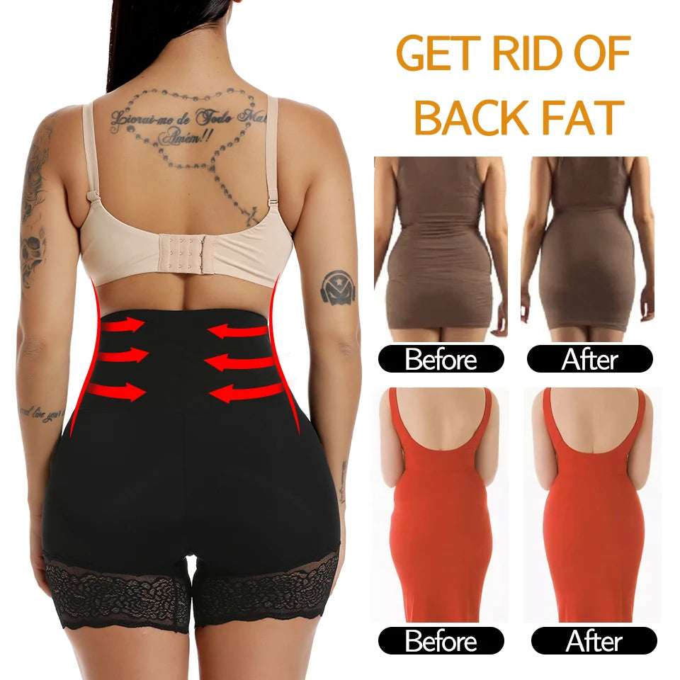 Women Body Shaper High Waist Shorts Lace Knickers Tummy Control Panties Slimming Underwear Shaping Boyshorts Shapewear