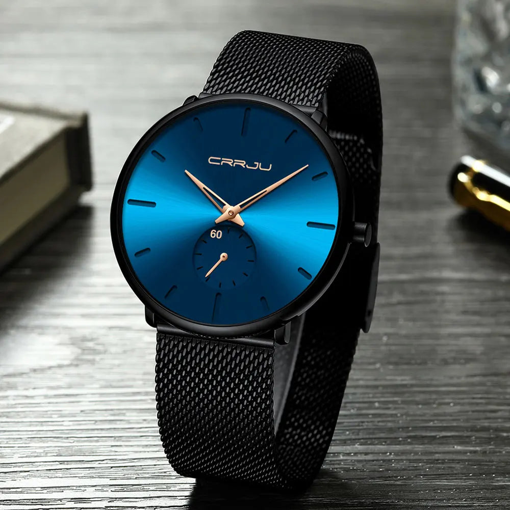 Fashion Blue Men Watch Top Luxury Brand Minimalist Ultra-thin Quartz Watch Casual Waterproof Clock Relogio Masculino