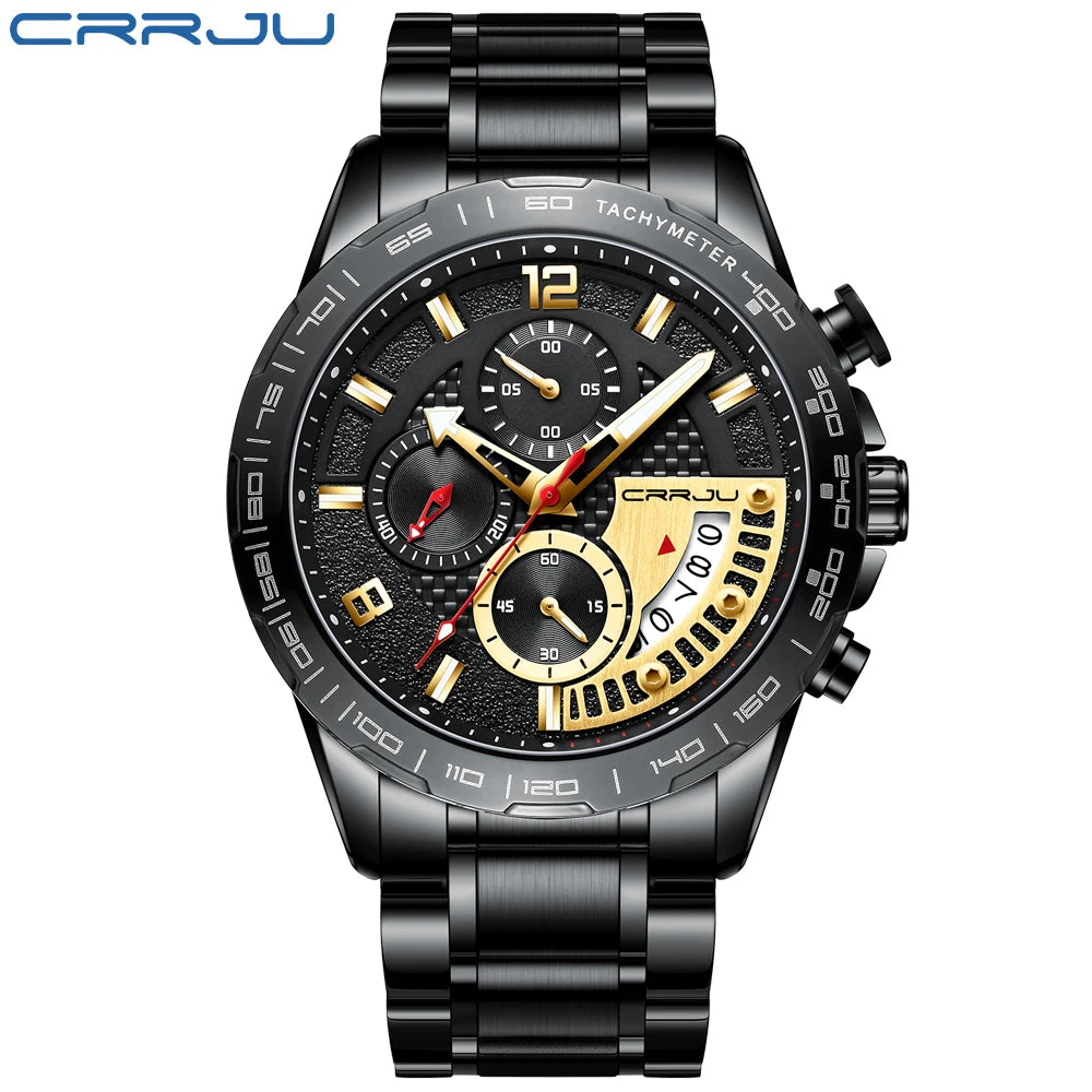 Mens Watches Fashion Stainless Steel Business Watch Luxury Luminous Waterproof Chronograph Quartz Watch Relogio Masculino