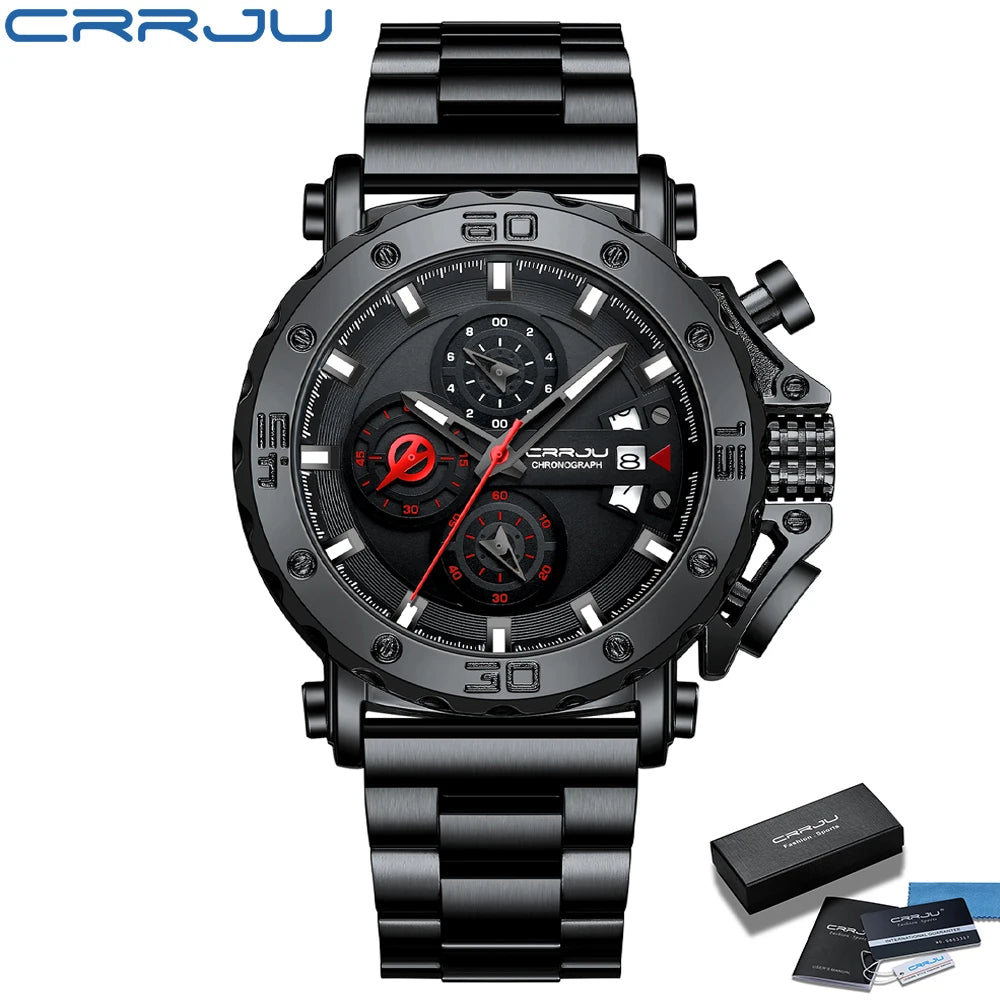 Watch for Men Top Brand Luxury Big Dial Stainless Steel Waterproof Chronograph Wristwatches with Date Relogio Masculino