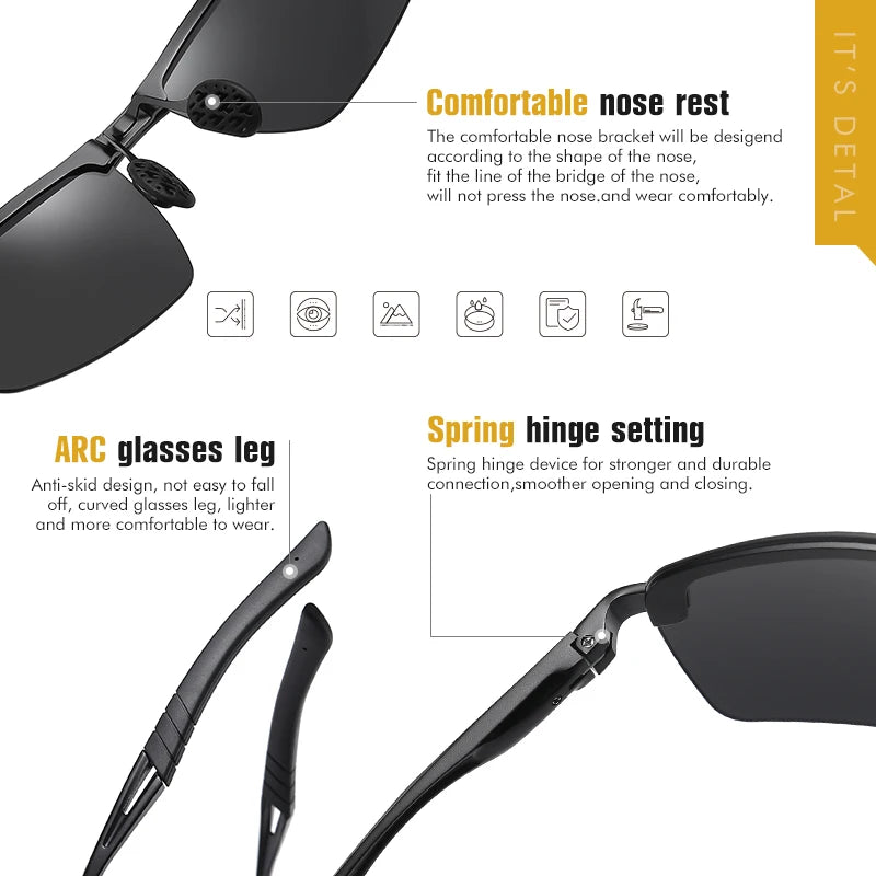 Men Square Polarized Driving Sunglasses