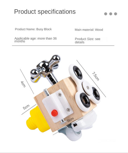Toddler Busy Board, Busy Cube for Kids, Wooden Sensory Board, Montessori Busy Board for Toddlers, Switch Function Early Learning