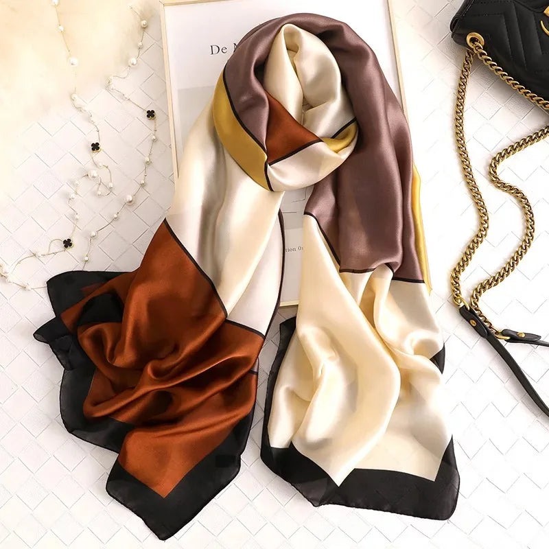 Women Summer Silk Scarves Shawl Lady Wrap Soft Female Echarpe Designer Beach Stole Bandana foulard muffler