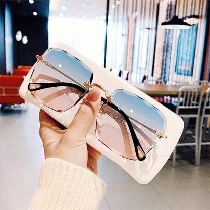 Refined Rimless Cut Square Sunglasses For Women Fashion Personality Two-Color Sunglasses