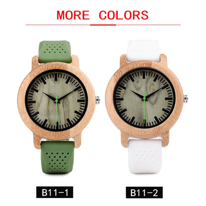 Wooden Watch Simple Casual Silicone Strap Quartz Wrist watch