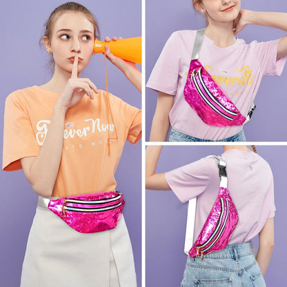 Waist Pack Fanny Packs Cute Holographic Bag Shiny Hip Bum Bag Fashion Shiny Banana Bags