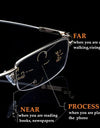 Titanium Alloy Multifocal Reading Glasses Progressive Half Frame Prescription Eyeglasses Anti-Blue Glass Frame Men +4