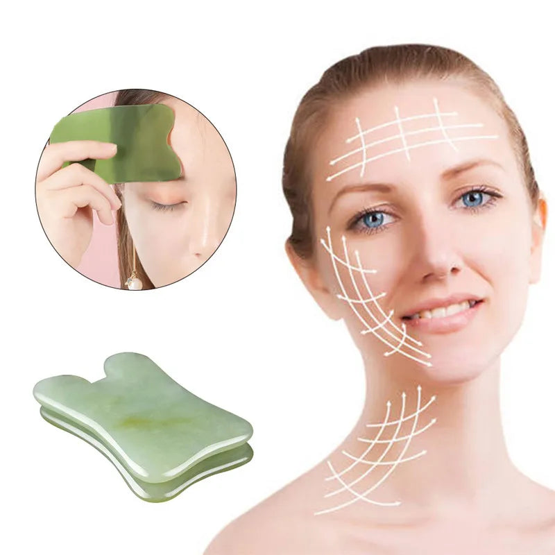 Natural Jade Gua sha Stone Board Massage Rose Quartz Guasha Plate Jade Face Massager Scrapers Tools for Face Neck Back Body