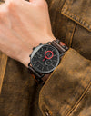 Classic Watches Metal with Wood Wristwatch Quartz Stopwatches Auto Date Display