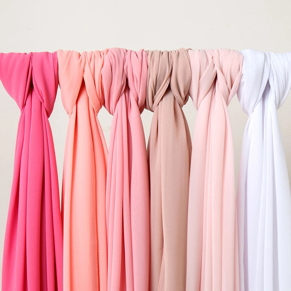 Muslim Chiffon Hijab Women Bubble Chiffon Scarf For Women Ladies Veil Muslim Islam Solid Color Malaysia Wrap Scarves