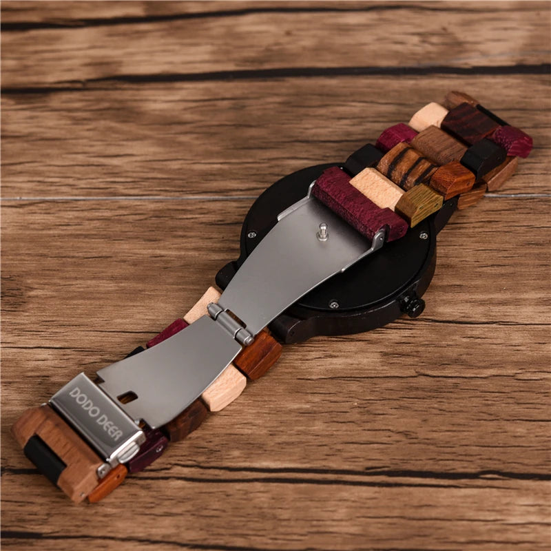 Calendar Zebra Wooden Watches Men Luxury Brand Quartz Wristwatch Man Show Date Colorful Strap