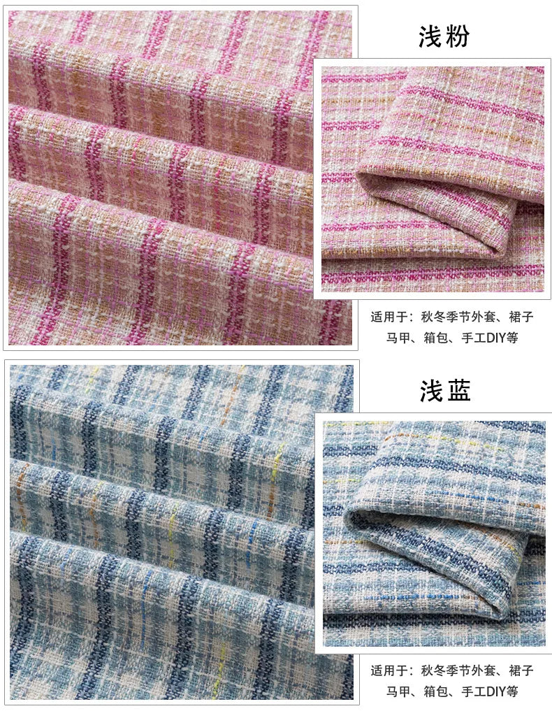0.5M/1M/2M/3M High Quality fiber plaid woven tweed fabric for garment DIY coat clothing sewing quilting Cloth by the meter